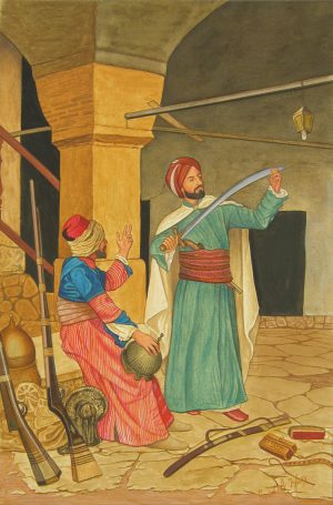 Syed A Irfan 10x14 Watercolor and Gold on Wasli