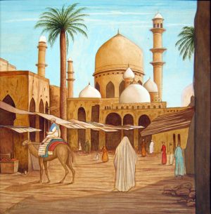 Syed A Irfan 13x13 Watercolor and Gold on Wasli