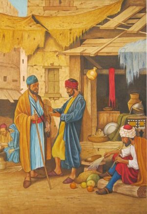 Syed A Irfan 13x13 Watercolor and Gold on Wasli