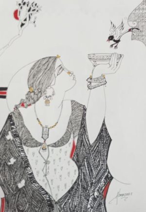 Abrar Ahmed 12x16 Pen and Ink on Paper