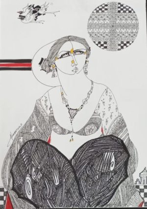 Abrar Ahmed 12x16 Pen and Ink on Paper