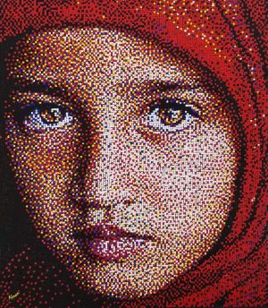 Adnan Khan 28x32 Oil on Canvas Dots 23000