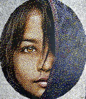 Adnan Khan 32x36 Oil on Canvas Dots 30000