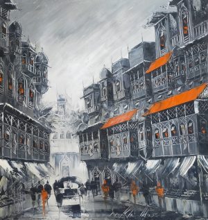 Khalid Mirza 35x35 Oil on Canvas