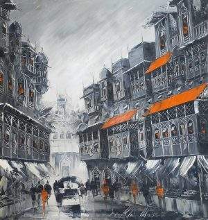 Khalid Mirza 35x35 Oil on Canvas