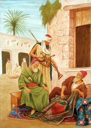 Syed A Irfan 10x14 Watercolor and Gold on Wasli