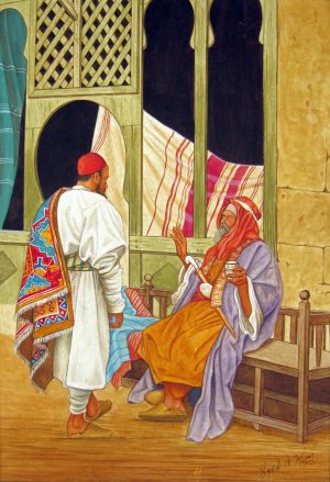 Syed A Irfan 10x14 Watercolor and Gold on Wasli