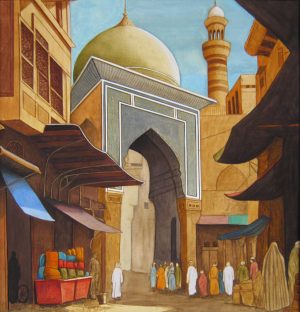 Syed A Irfan 13x13 Watercolor and Gold on Wasli